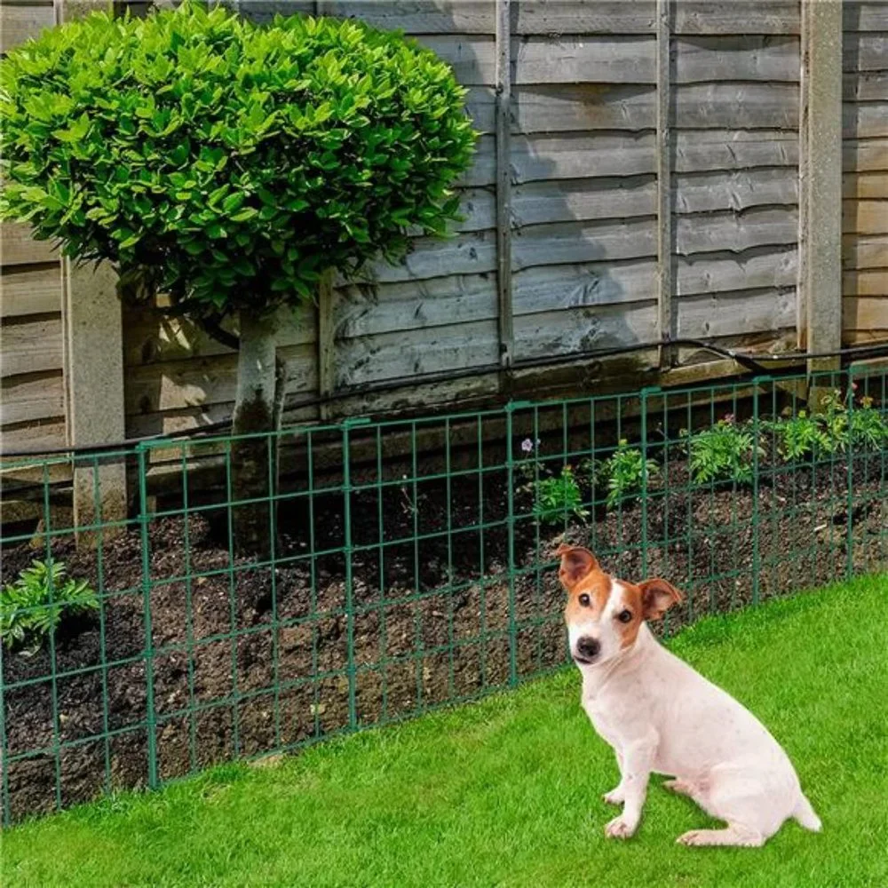 20ft Green Garden Fence for Dog Pet, Fencing Rustproof Metal Wire Panel Border